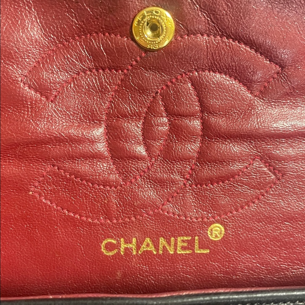Authentic CHANEL Black Lambskin Leather Small Double Flap Bag Purse Gold HW RARE - Picture 12 of 17